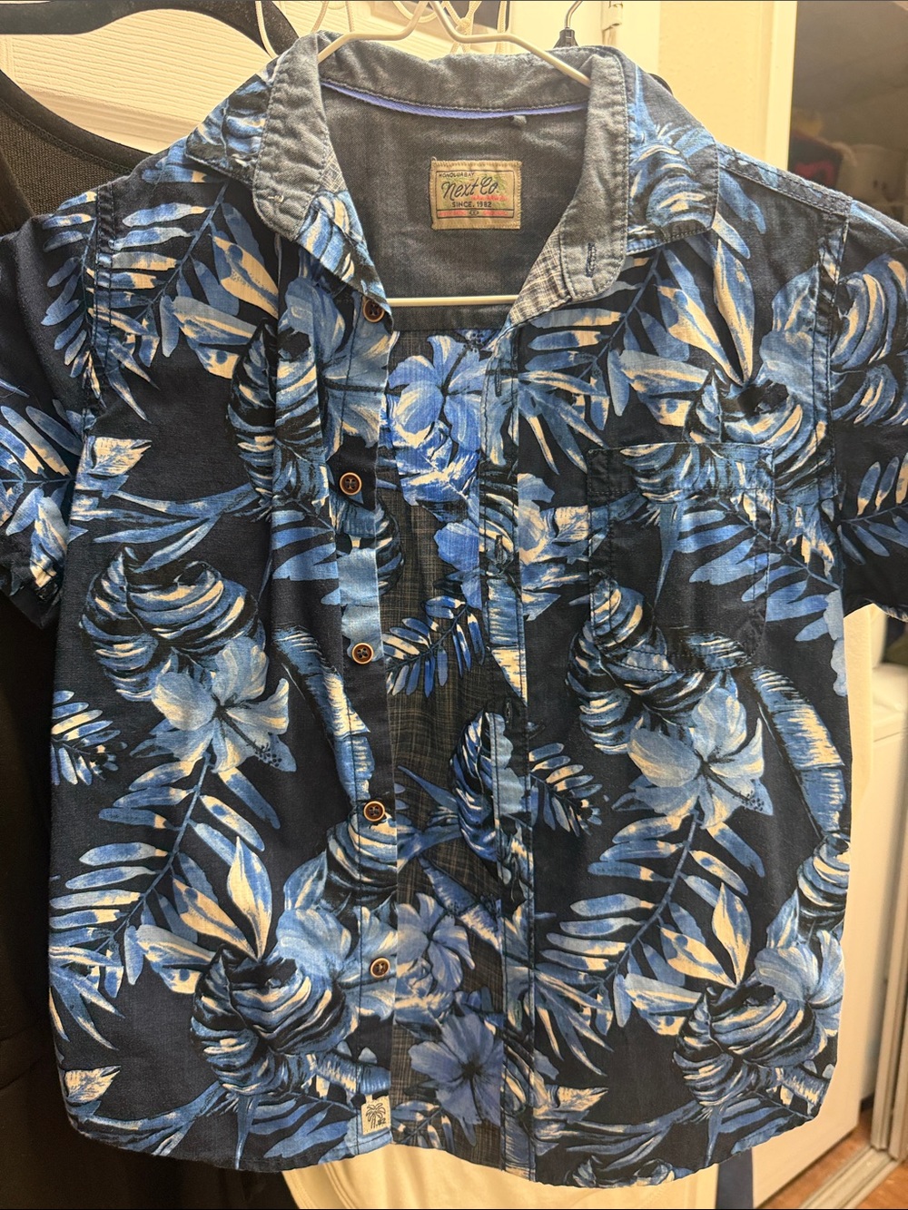 next Boys Blue Floral Button-Down Shirt